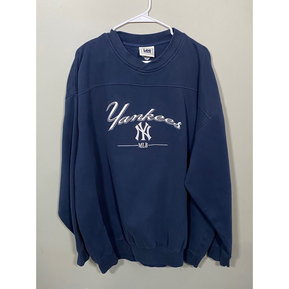 Lee Sport Sweatshirt Mens XL Navy Blue Good Yankees MLB Embroidered Vintage